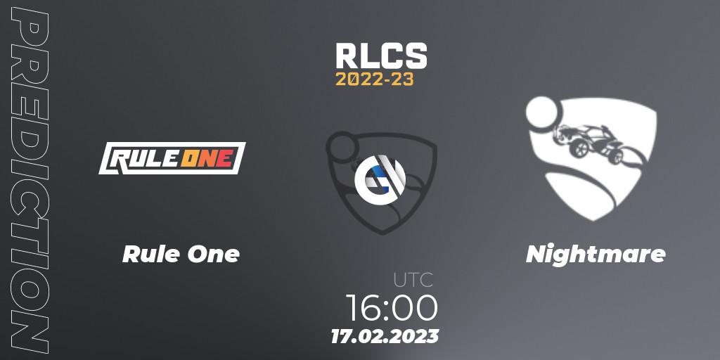Prognoza Rule One - Nightmare. 17.02.23, Rocket League, RLCS 2022-23 - Winter: Middle East and North Africa Regional 2 - Winter Cup