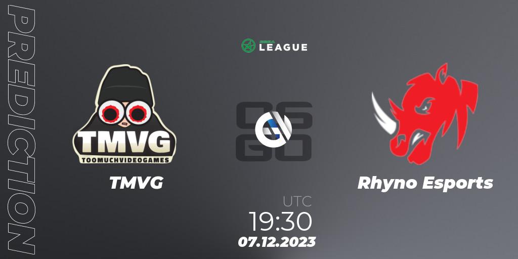 Prognoza TMVG - Rhyno Esports. 08.12.2023 at 15:30, Counter-Strike (CS2), ESEA Season 47: Main Division - Europe