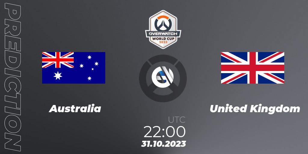 Prognoza Australia - United Kingdom. 31.10.23, Overwatch, Overwatch World Cup 2023