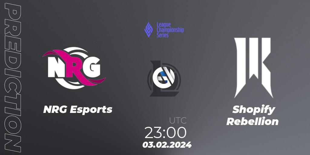 Prognoza NRG Esports - Shopify Rebellion. 04.02.2024 at 00:00, LoL, LCS Spring 2024 - Group Stage