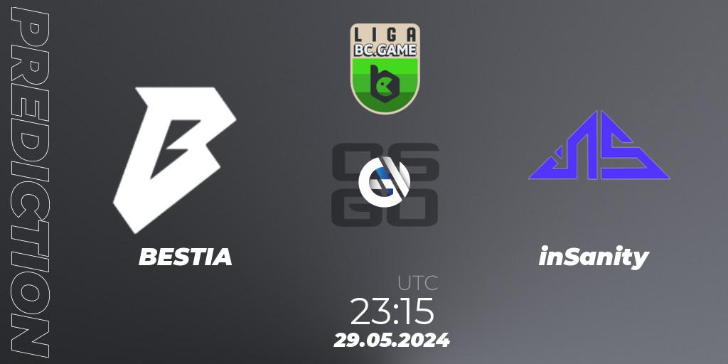 Prognoza BESTIA - inSanity. 29.05.2024 at 23:15, Counter-Strike (CS2), Dust2 Brasil Liga Season 3