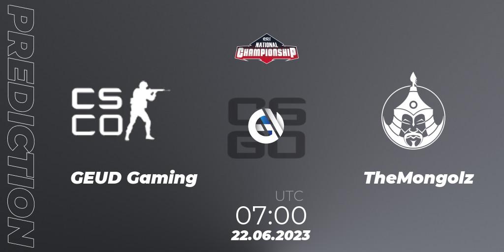 Prognoza GEUD Gaming - TheMongolz. 22.06.2023 at 07:00, Counter-Strike (CS2), ESN National Championship 2023