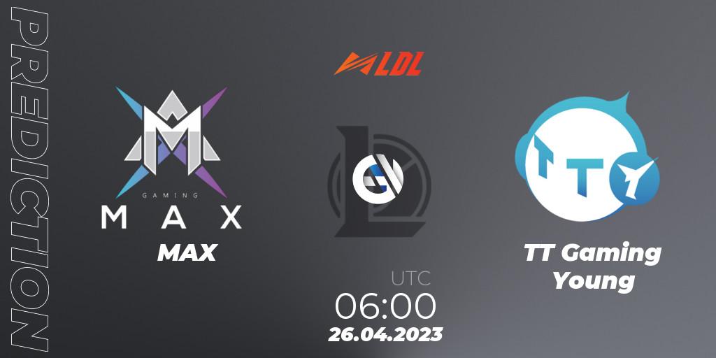 Prognoza MAX - TT Gaming Young. 26.04.2023 at 06:00, LoL, LDL 2023 - Regular Season - Stage 2