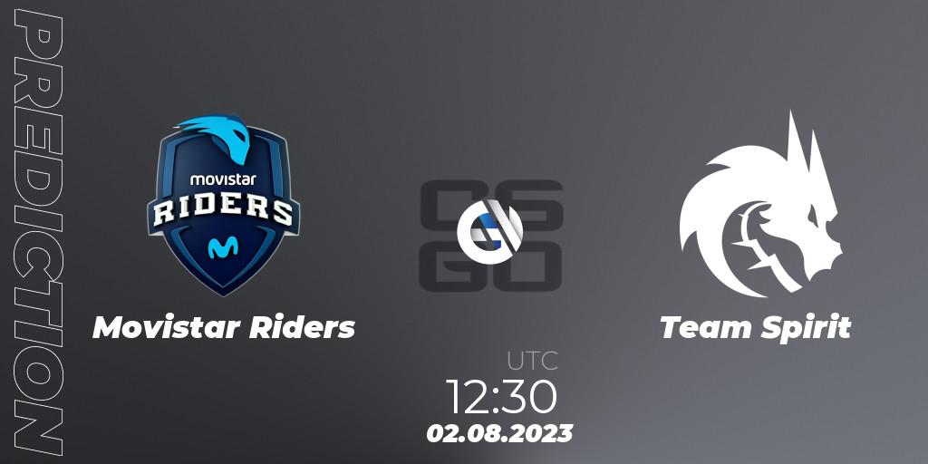 Prognoza Movistar Riders - Team Spirit. 02.08.2023 at 12:30, Counter-Strike (CS2), CCT 2023 Online Finals 2