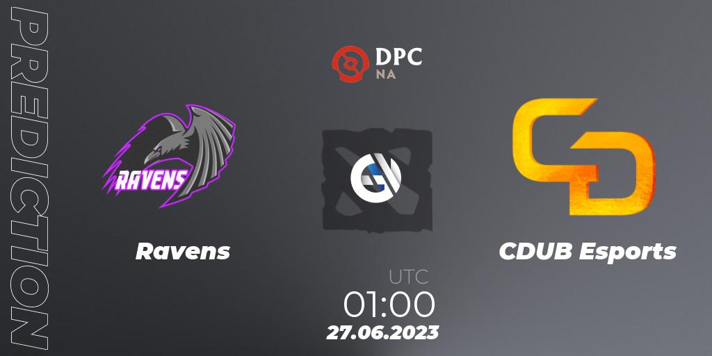 Prognoza Ravens - CDUB Esports. 27.06.23, Dota 2, DPC 2023 Tour 3: NA Division II (Lower)