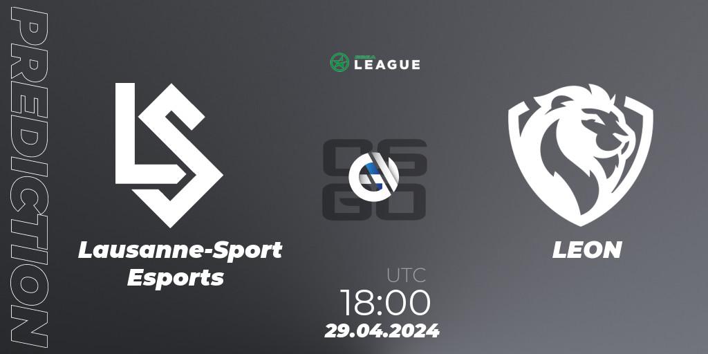 Prognoza Lausanne-Sport Esports - LEON. 29.04.2024 at 18:00, Counter-Strike (CS2), ESEA Season 49: Advanced Division - Europe