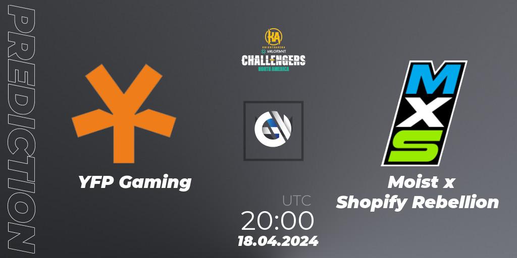Prognoza YFP Gaming - Moist x Shopify Rebellion. 18.04.2024 at 20:00, VALORANT, VALORANT Challengers 2024: North America Split 1
