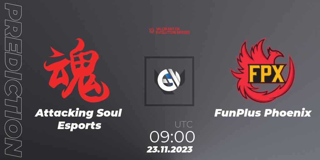 Prognoza Attacking Soul Esports - FunPlus Phoenix. 23.11.23, VALORANT, VALORANT China Evolution Series Act 3: Heritability