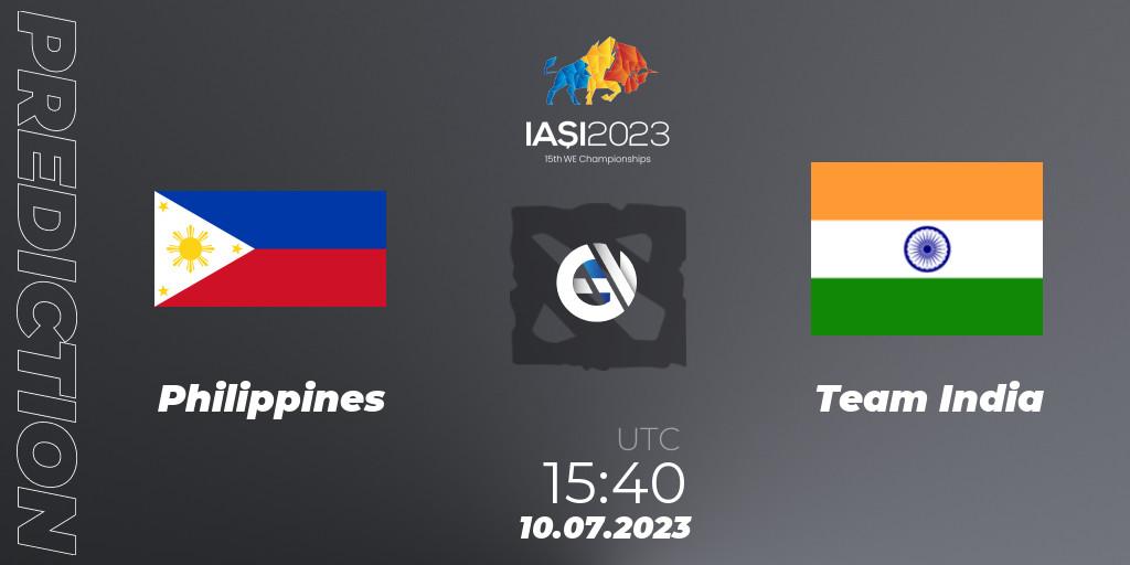 Prognoza Philippines - Team India. 11.07.2023 at 07:00, Dota 2, Gamers8 IESF Asian Championship 2023
