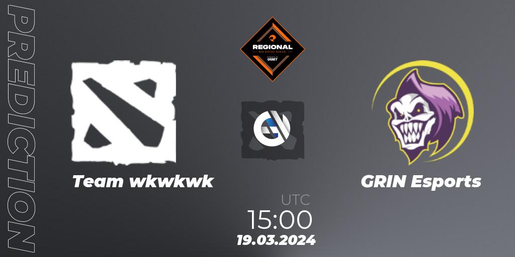 Prognoza Team wkwkwk - GRIN Esports. 25.03.2024 at 13:00, Dota 2, RES Regional Series: EU #1