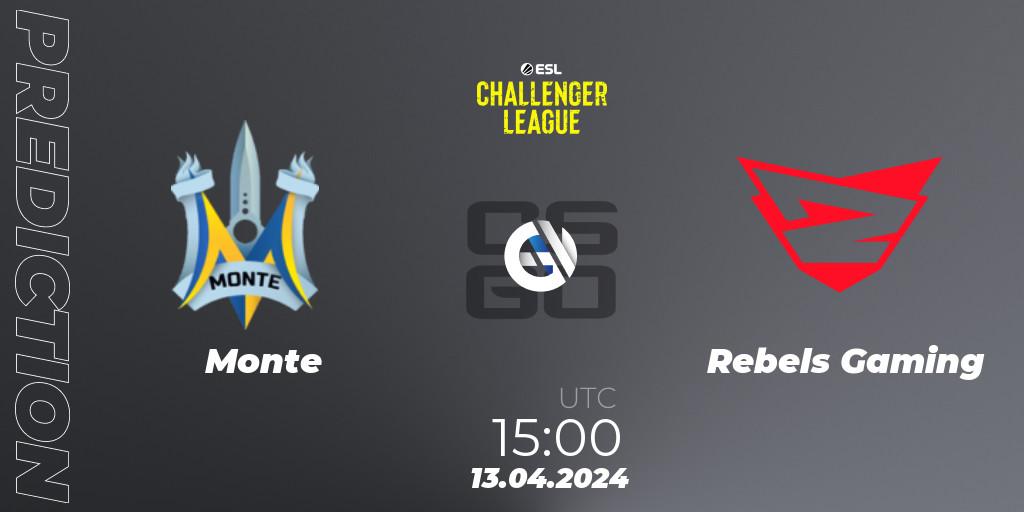 Prognoza Monte - Rebels Gaming. 13.04.24, CS2 (CS:GO), ESL Challenger League Season 47: Europe
