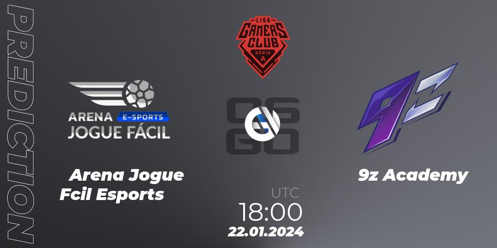 Prognoza Arena Jogue Fácil Esports - 9z Academy. 26.01.24, CS2 (CS:GO), Gamers Club Liga Série A: January 2024