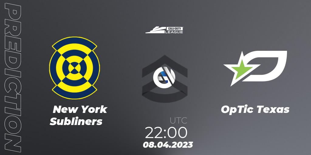 Prognoza New York Subliners - OpTic Texas. 08.04.2023 at 22:00, Call of Duty, Call of Duty League 2023: Stage 4 Major Qualifiers