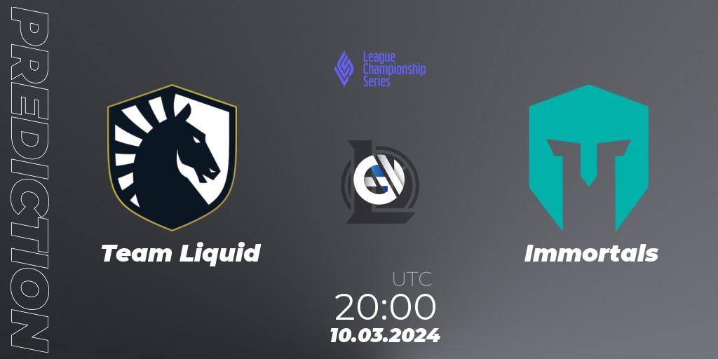 Prognoza Team Liquid - Immortals. 10.03.24, LoL, LCS Spring 2024 - Group Stage