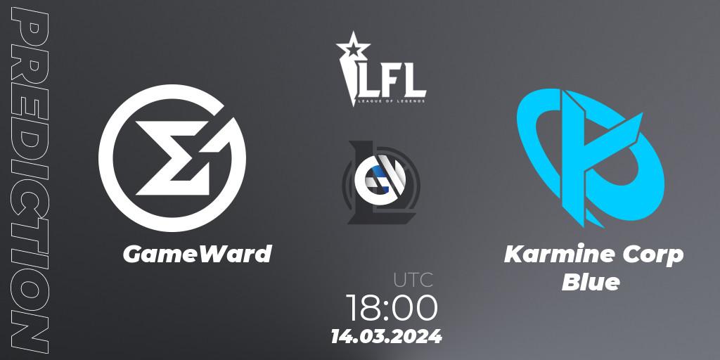 Prognoza GameWard - Karmine Corp Blue. 14.03.2024 at 18:00, LoL, LFL Spring 2024