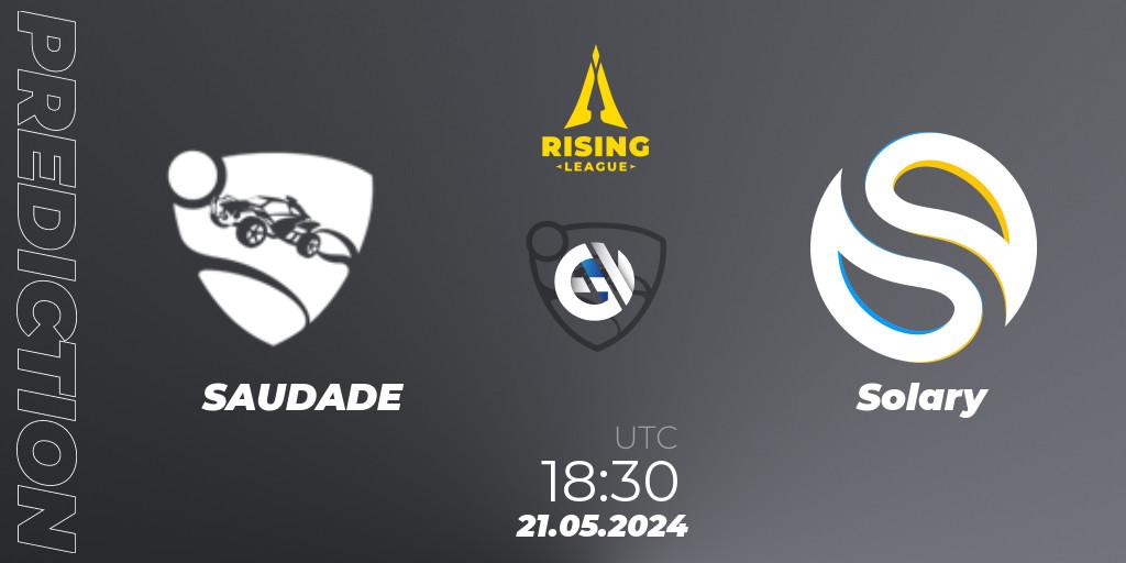 Prognoza SAUDADE - Solary. 21.05.2024 at 18:30, Rocket League, Rising League 2024 — Split 1 — Main Event