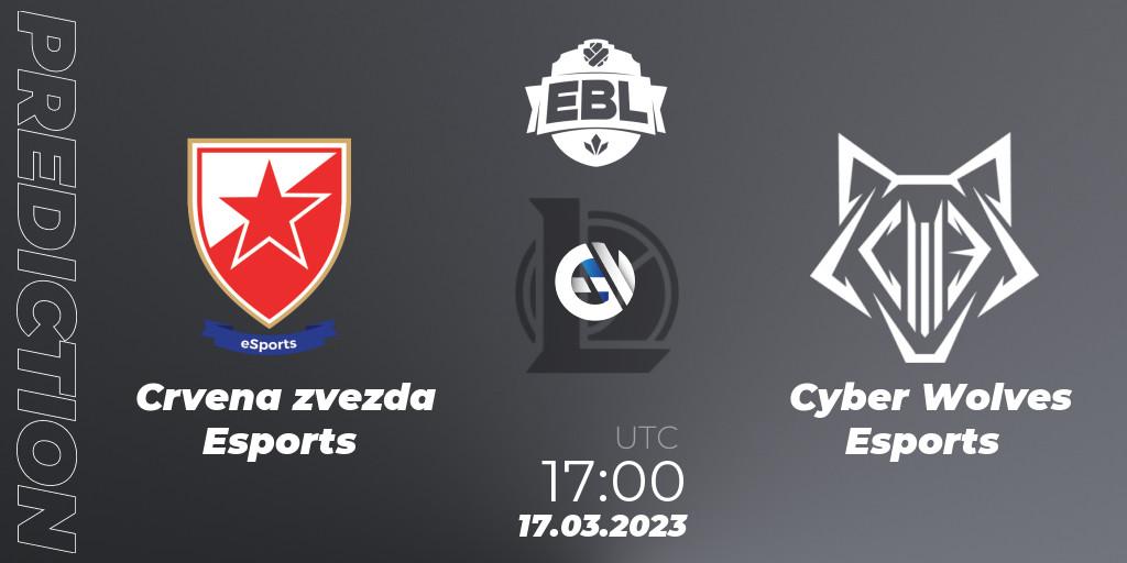 Prognoza Crvena zvezda Esports - Cyber Wolves Esports. 17.03.2023 at 17:00, LoL, EBL Season 12 - Playoffs