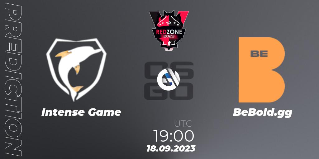 Prognoza Intense Game - BeBold.gg. 20.09.2023 at 17:00, Counter-Strike (CS2), RedZone PRO League 2023 Season 6