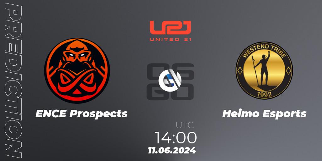 Prognoza ENCE Prospects - Heimo Esports. 11.06.2024 at 14:00, Counter-Strike (CS2), United21 Season 14: Division 2
