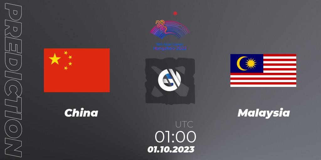 Prognoza China - Malaysia. 01.10.2023 at 01:00, Dota 2, 2022 Asian Games
