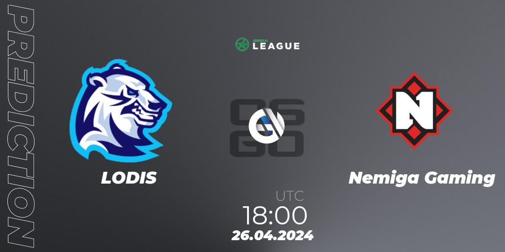 Prognoza LODIS - Nemiga Gaming. 06.05.2024 at 18:00, Counter-Strike (CS2), ESEA Season 49: Advanced Division - Europe