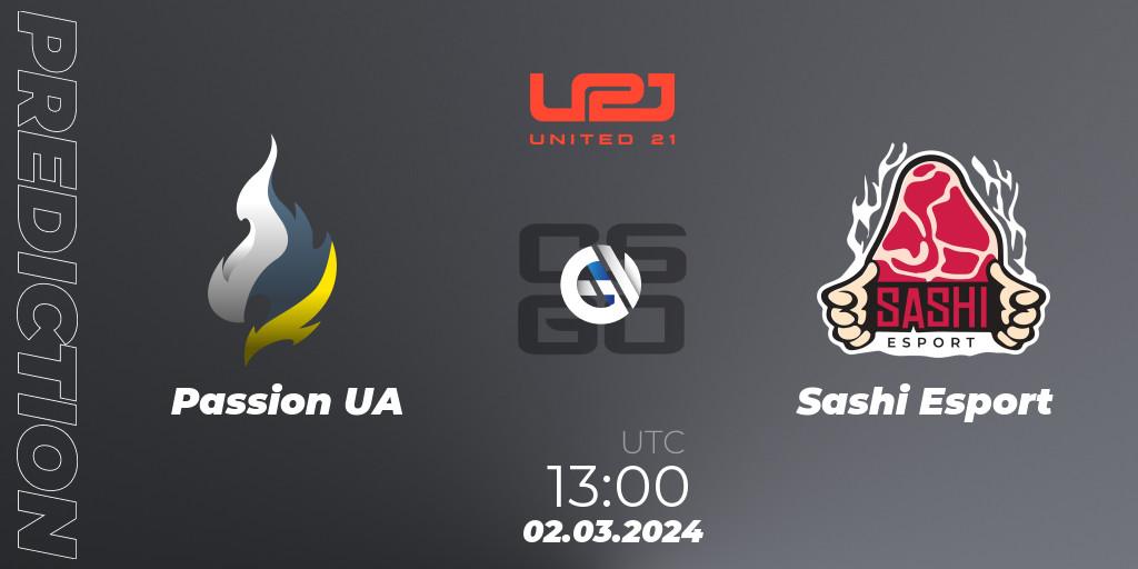 Prognoza Passion UA - Sashi Esport. 02.03.2024 at 13:00, Counter-Strike (CS2), United21 Season 12