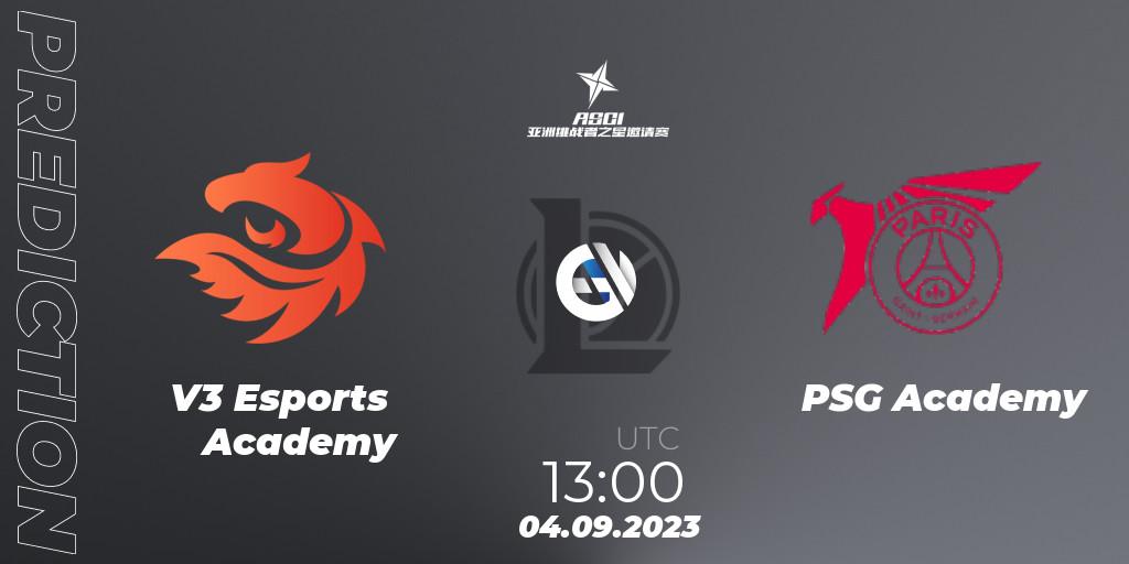 Prognoza V3 Esports Academy - PSG Academy. 04.09.2023 at 13:25, LoL, Asia Star Challengers Invitational 2023