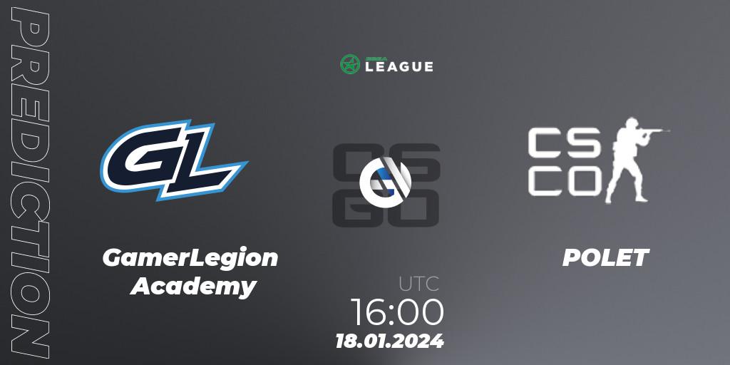 Prognoza GamerLegion Academy - POLET. 18.01.2024 at 16:00, Counter-Strike (CS2), ESEA Season 48: Advanced Division - Europe
