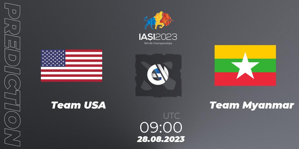 Prognoza Team USA - Team Myanmar. 28.08.2023 at 09:50, Dota 2, IESF World Championship 2023
