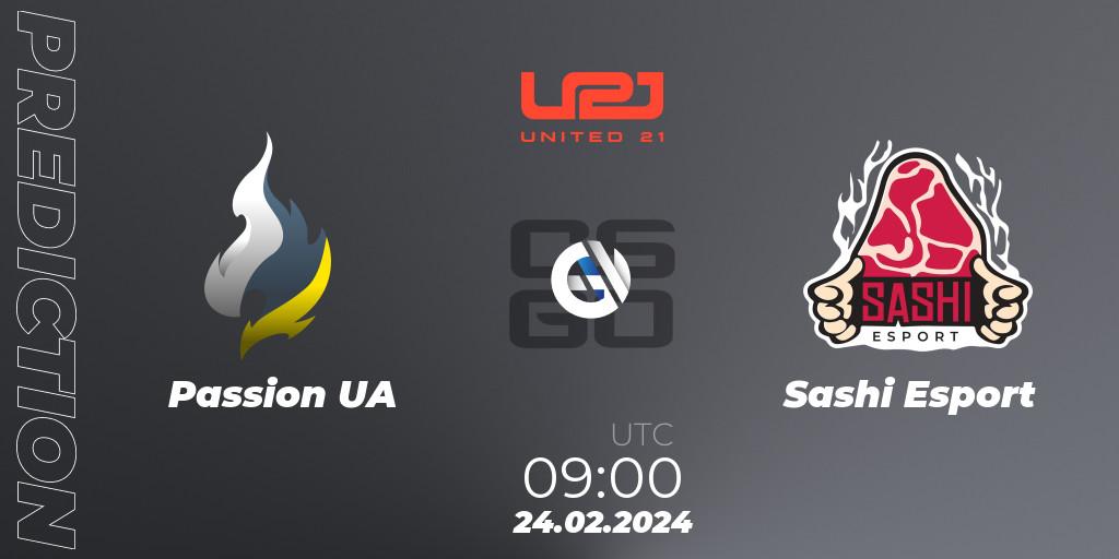 Prognoza Passion UA - Sashi Esport. 24.02.2024 at 09:00, Counter-Strike (CS2), United21 Season 12