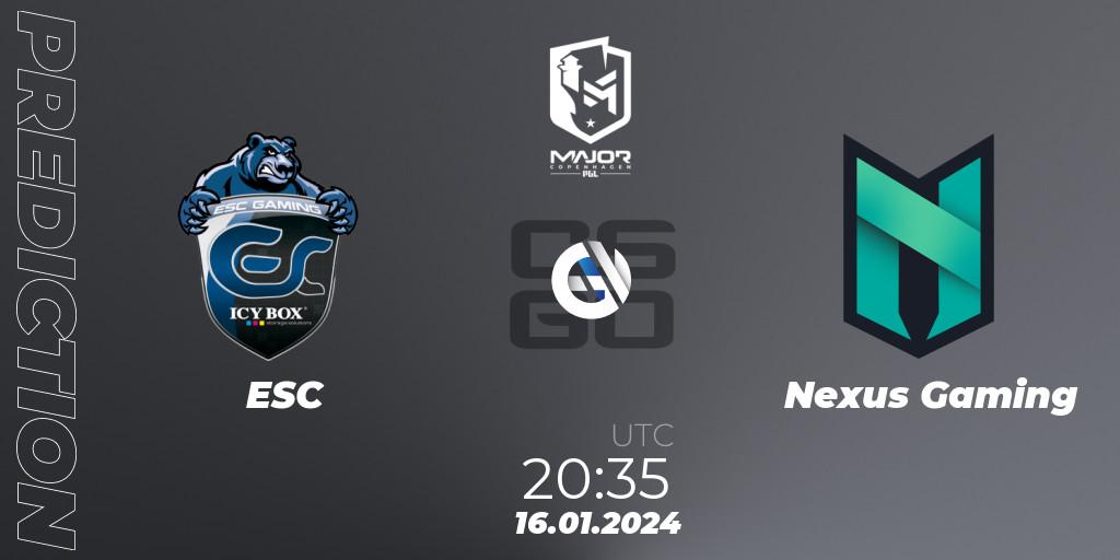 Prognoza ESC - Nexus Gaming. 16.01.2024 at 20:40, Counter-Strike (CS2), PGL CS2 Major Copenhagen 2024 Europe RMR Open Qualifier 4