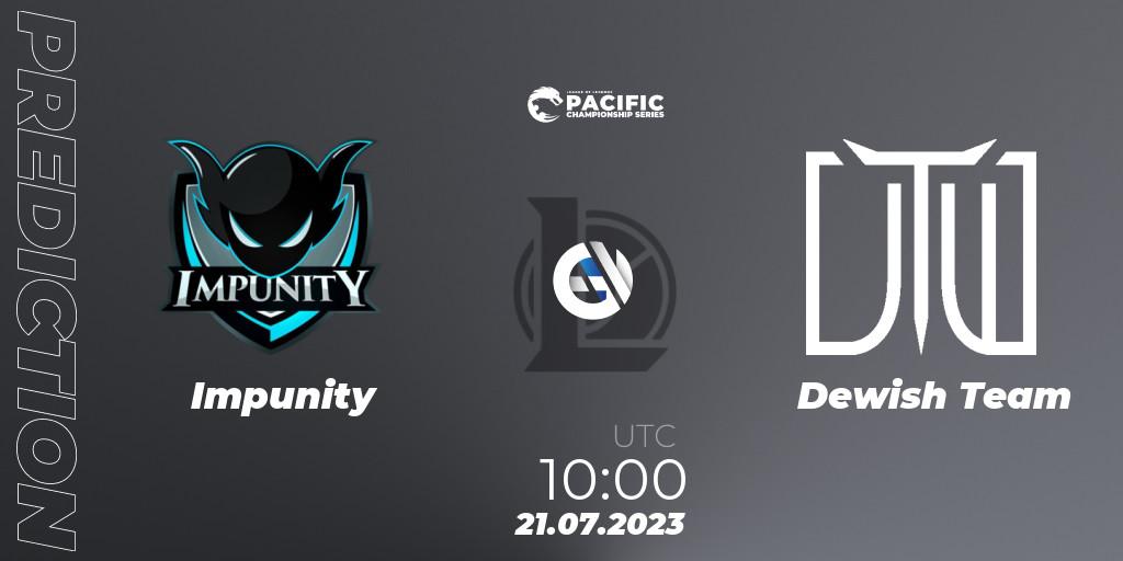 Prognoza Impunity - Dewish Team. 21.07.2023 at 10:00, LoL, PACIFIC Championship series Group Stage