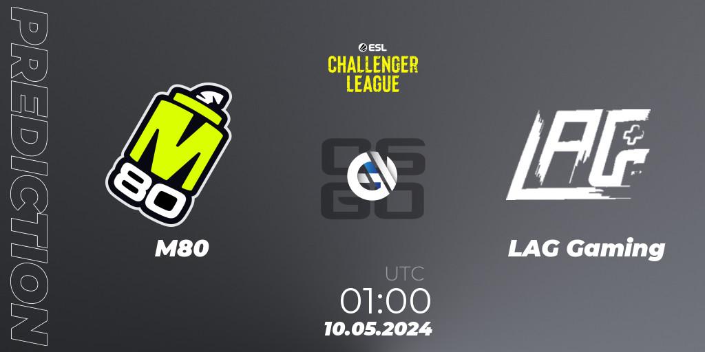 Prognoza M80 - LAG Gaming. 10.05.2024 at 01:00, Counter-Strike (CS2), ESL Challenger League Season 47: North America