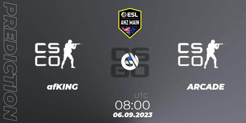 Prognoza afKING - ARCADE. 06.09.2023 at 08:00, Counter-Strike (CS2), ESL ANZ Main Season 17