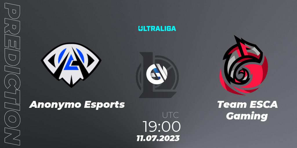 Prognoza Anonymo Esports - Team ESCA Gaming. 11.07.2023 at 19:00, LoL, Ultraliga Season 10 2023 Regular Season