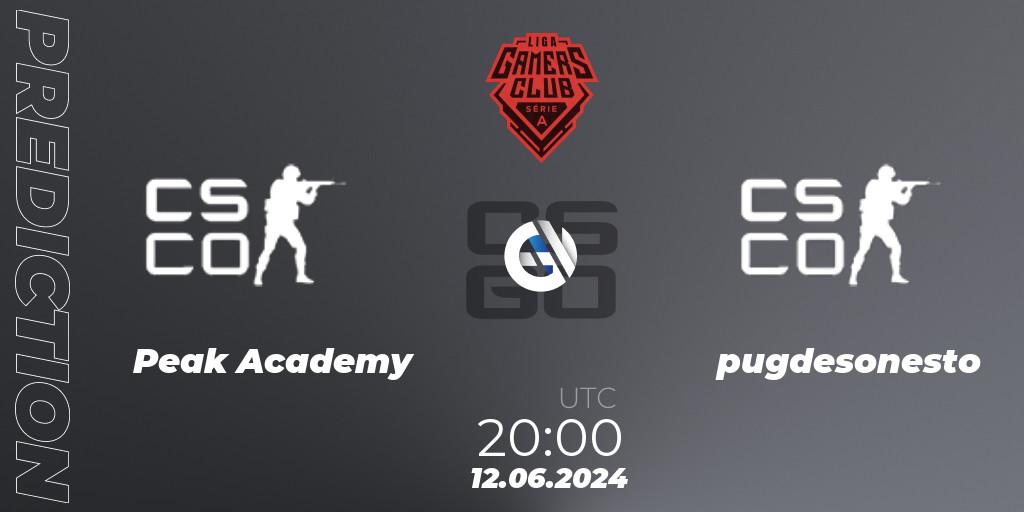 Prognoza Peak Academy - pugdesonesto. 12.06.2024 at 20:00, Counter-Strike (CS2), Gamers Club Liga Série A: June 2024