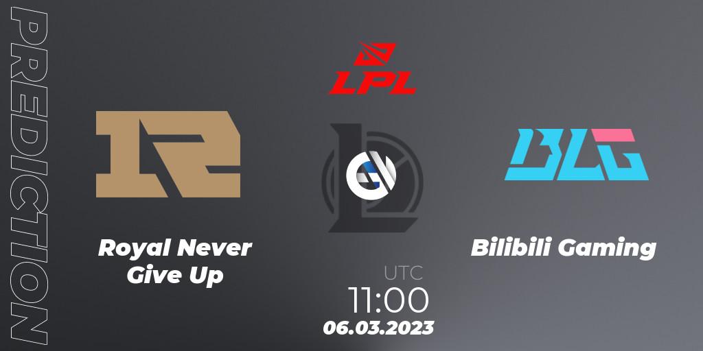 Prognoza Royal Never Give Up - Bilibili Gaming. 06.03.2023 at 11:20, LoL, LPL Spring 2023 - Group Stage