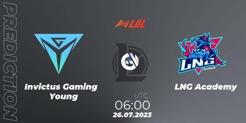 Prognoza Invictus Gaming Young - LNG Academy. 26.07.2023 at 06:00, LoL, LDL 2023 - Playoffs