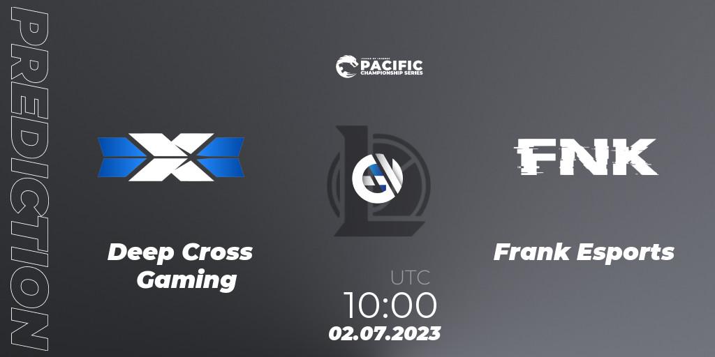 Prognoza Deep Cross Gaming - Frank Esports. 02.07.2023 at 10:00, LoL, PACIFIC Championship series Group Stage