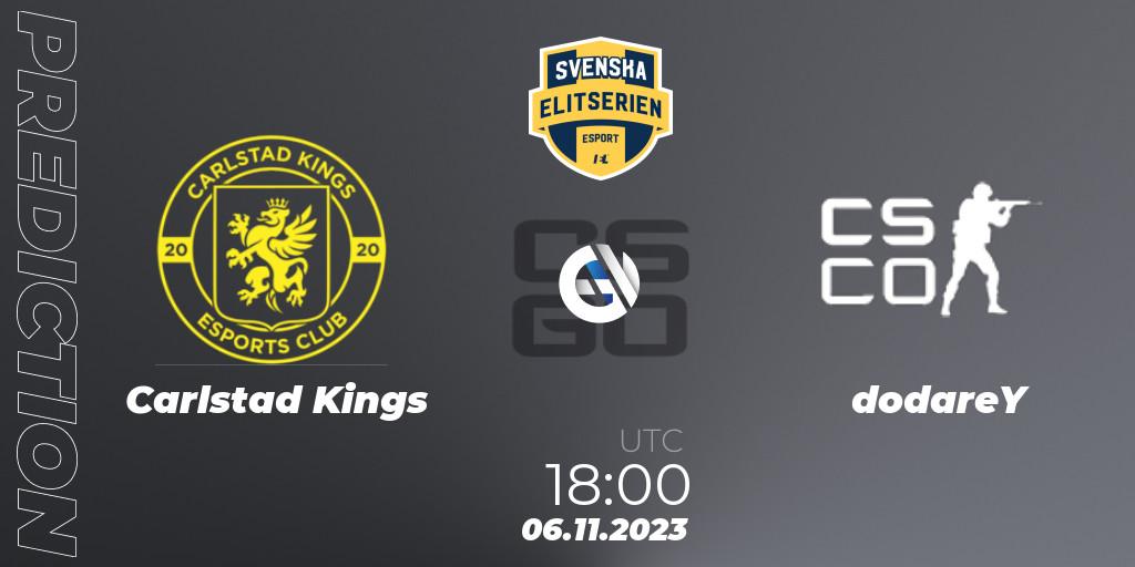 Prognoza Carlstad Kings - dodareY. 06.11.2023 at 18:00, Counter-Strike (CS2), Svenska Elitserien Fall 2023: Online Stage