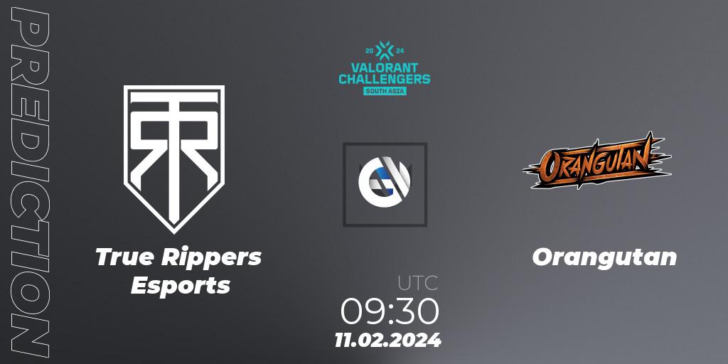 Prognoza True Rippers Esports - Orangutan. 11.02.24, VALORANT, VALORANT Challengers 2024: South Asia Split 1 - Cup 1