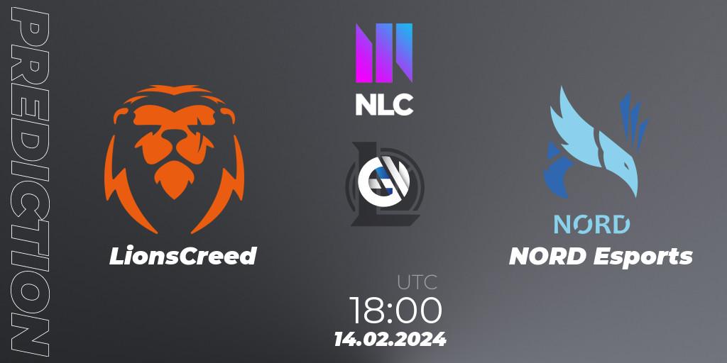 Prognoza LionsCreed - NORD Esports. 14.02.2024 at 18:00, LoL, NLC 1st Division Spring 2024
