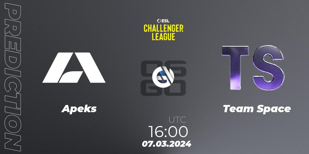 Prognoza Apeks - Team Space. 07.03.24, CS2 (CS:GO), ESL Challenger League Season 47: Europe