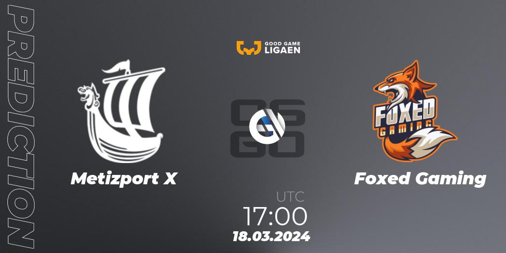 Prognoza Metizport X - Foxed Gaming. 18.03.2024 at 17:00, Counter-Strike (CS2), Good Game-ligaen Spring 2024