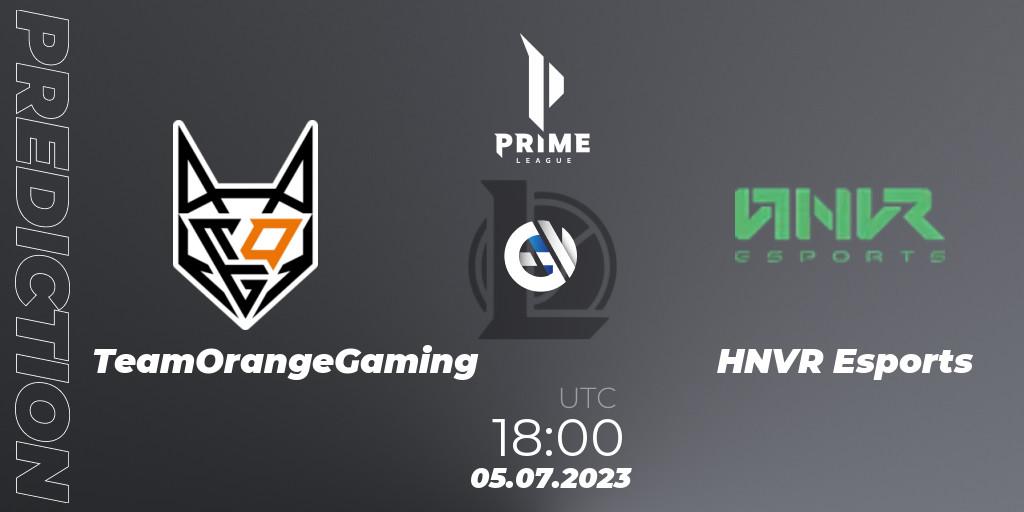Prognoza TeamOrangeGaming - HNVR Esports. 05.07.2023 at 18:00, LoL, Prime League 2nd Division Summer 2023