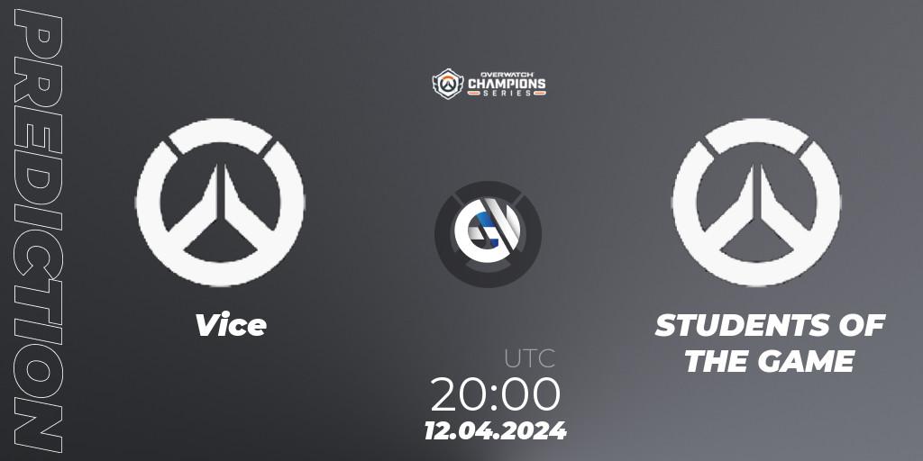 Prognoza Vice - STUDENTS OF THE GAME. 12.04.2024 at 20:00, Overwatch, Overwatch Champions Series 2024 - North America Stage 2 Group Stage