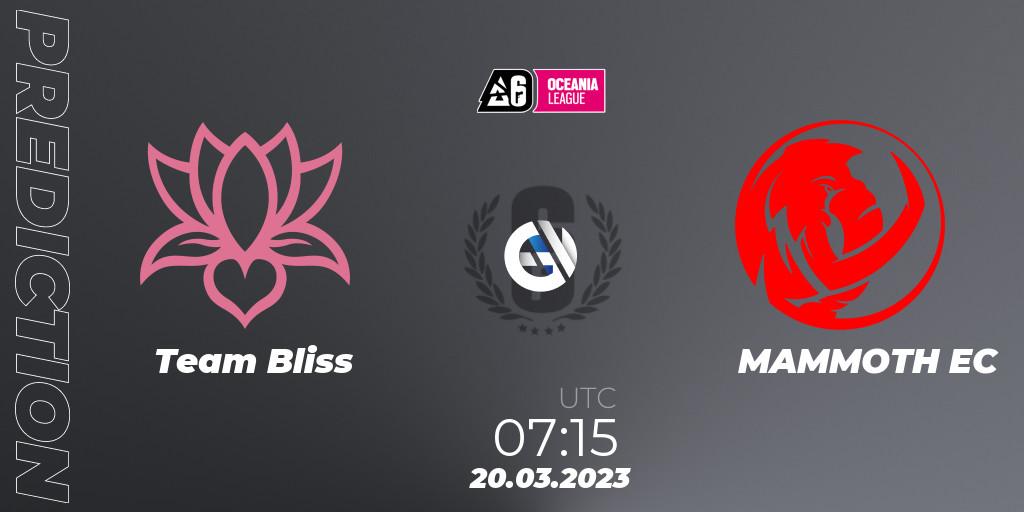 Prognoza Team Bliss - MAMMOTH EC. 20.03.2023 at 07:15, Rainbow Six, Oceania League 2023 - Stage 1