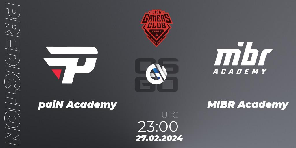 Prognoza paiN Academy - MIBR Academy. 27.02.24, CS2 (CS:GO), Gamers Club Liga Série A: February 2024