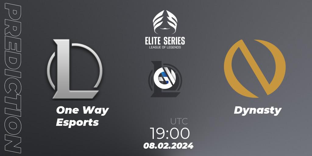 Prognoza One Way Esports - Dynasty. 08.02.2024 at 19:00, LoL, Elite Series Spring 2024