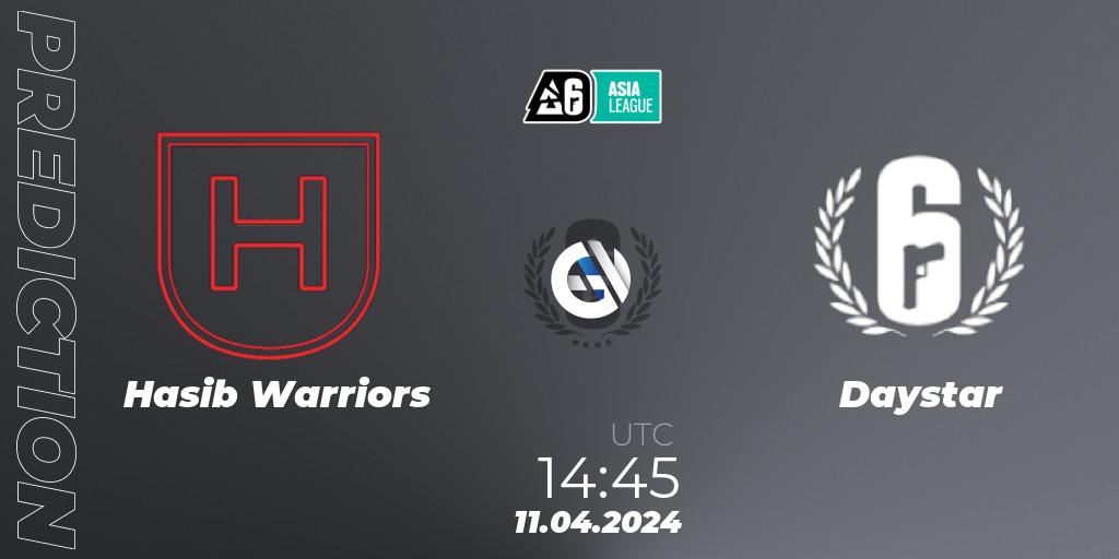Prognoza Hasib Warriors - Daystar. 11.04.2024 at 14:45, Rainbow Six, Asia League 2024 - Stage 1
